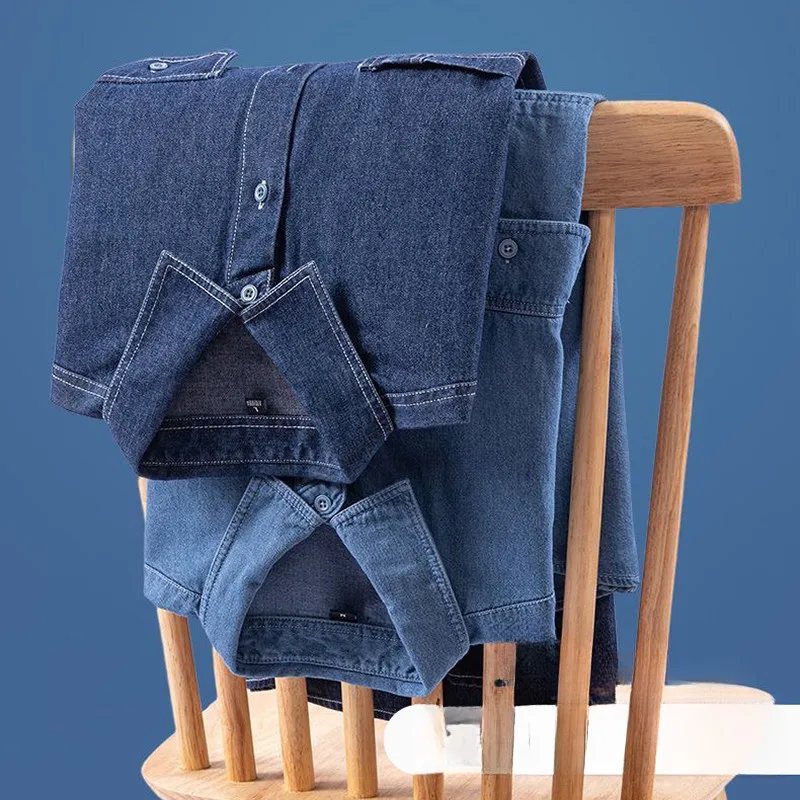 New Men's Casual Denim Shirt Fashion Spring Autumn Simple High Quality Youth Jean Long Sleeve Versatile Trip Traveling Clothing - Image 3