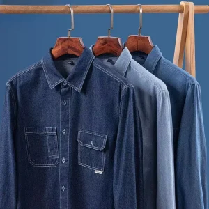 Denim Shirts For Man Free Shipping Long Sleeve Autumn Spring Retro Luxury Causal Button Up Solid Korean Style Jean Streetewear